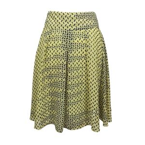 INC International Concepts Yellow Black Pleated A-Line Chiffon Skirt Size 4